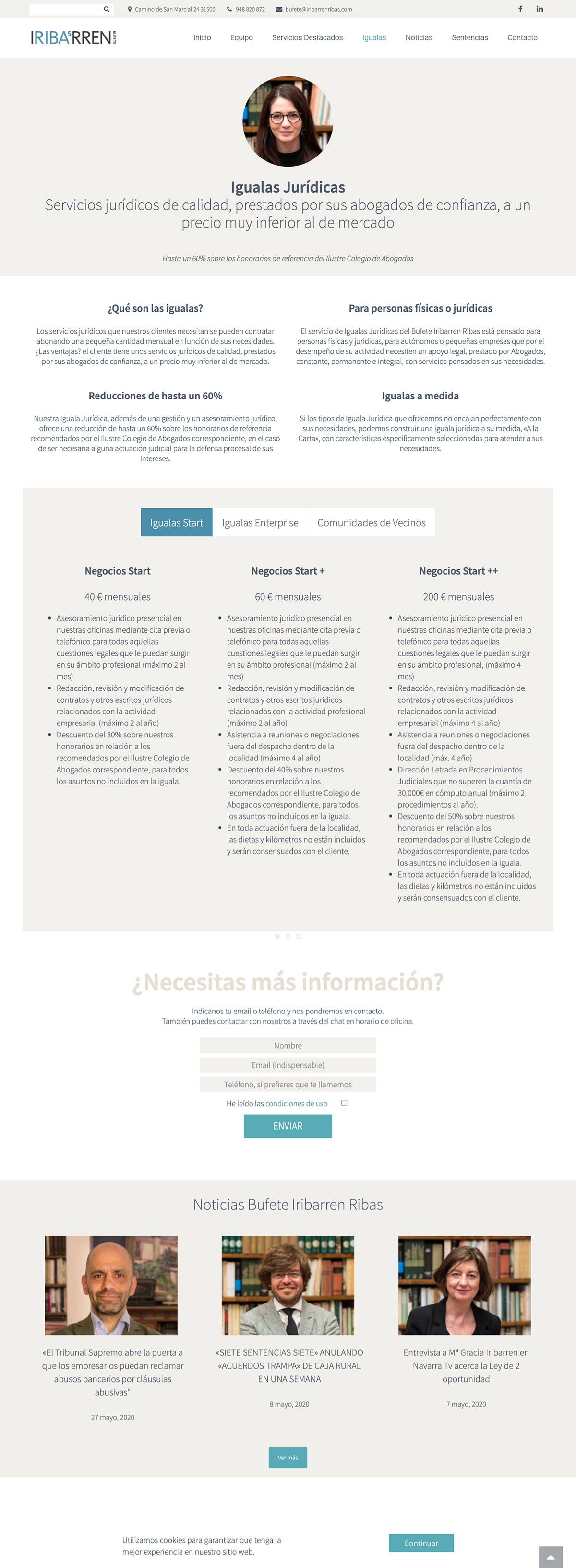 Página Igualas web bufete Iribarren Ribas